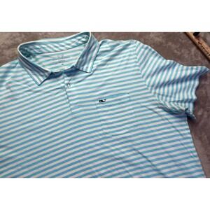 Vineyard‎ Vines Classic Fit Golf Polo Shirt Men's Size XL Blue/White Striped